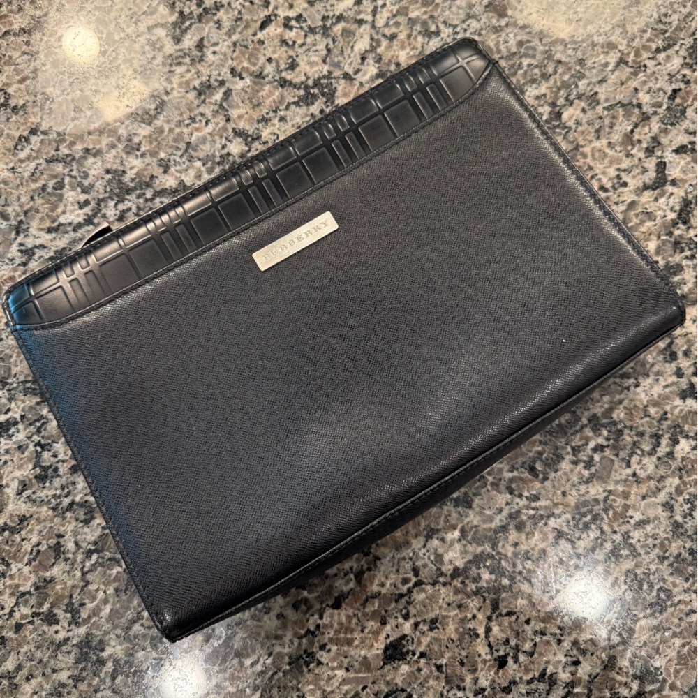 AUTHENTIC Burberry Black Leather Clutch with Wristlet